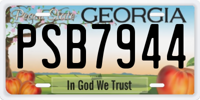 GA license plate PSB7944