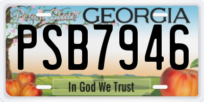 GA license plate PSB7946