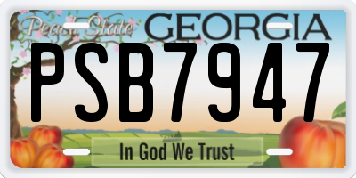 GA license plate PSB7947