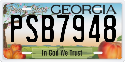 GA license plate PSB7948