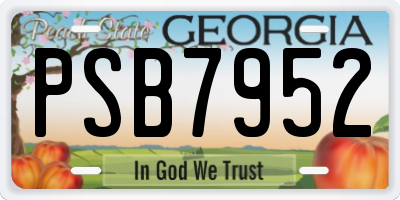 GA license plate PSB7952