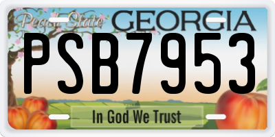 GA license plate PSB7953
