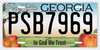GA license plate PSB7969