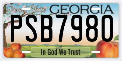 GA license plate PSB7980