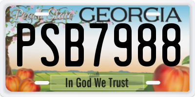 GA license plate PSB7988