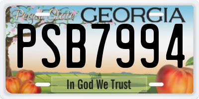 GA license plate PSB7994