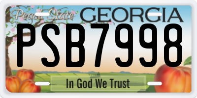 GA license plate PSB7998