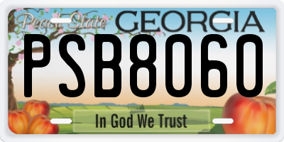 GA license plate PSB8060