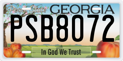 GA license plate PSB8072