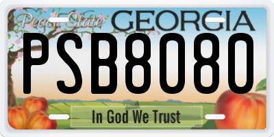 GA license plate PSB8080