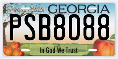 GA license plate PSB8088