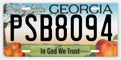 GA license plate PSB8094