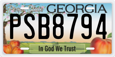 GA license plate PSB8794