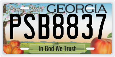GA license plate PSB8837