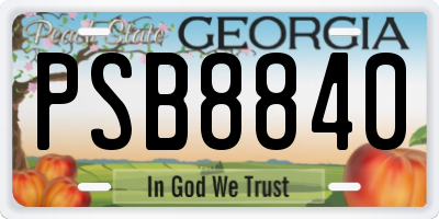 GA license plate PSB8840