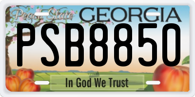 GA license plate PSB8850