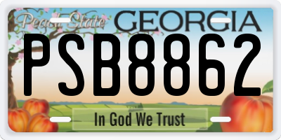 GA license plate PSB8862