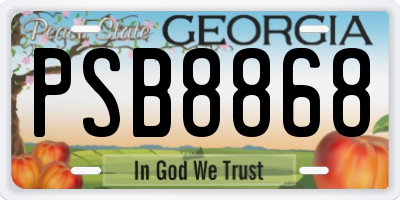 GA license plate PSB8868