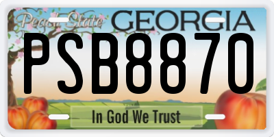 GA license plate PSB8870