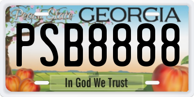 GA license plate PSB8888