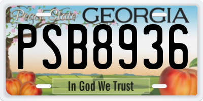 GA license plate PSB8936