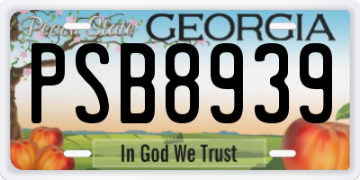 GA license plate PSB8939