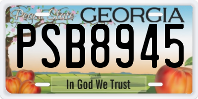 GA license plate PSB8945