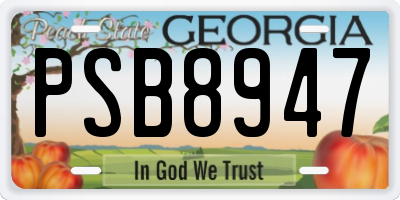GA license plate PSB8947