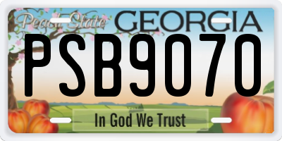 GA license plate PSB9070