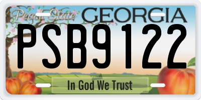 GA license plate PSB9122