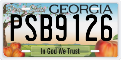 GA license plate PSB9126