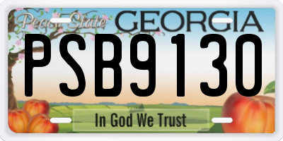 GA license plate PSB9130