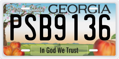 GA license plate PSB9136