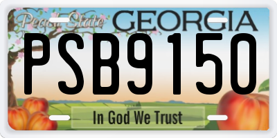 GA license plate PSB9150