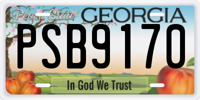 GA license plate PSB9170