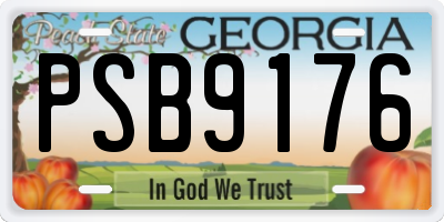 GA license plate PSB9176