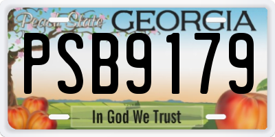 GA license plate PSB9179