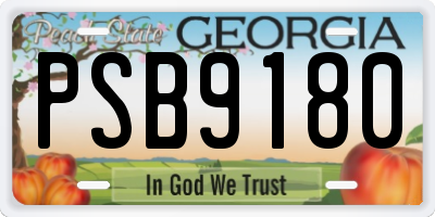 GA license plate PSB9180