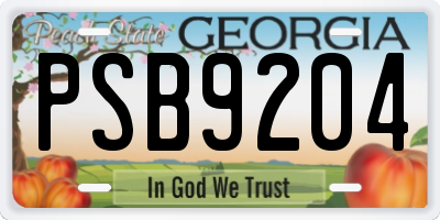 GA license plate PSB9204