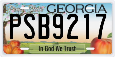 GA license plate PSB9217