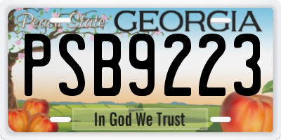 GA license plate PSB9223