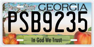 GA license plate PSB9235