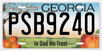 GA license plate PSB9240