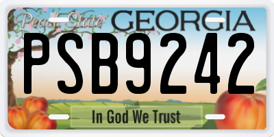 GA license plate PSB9242