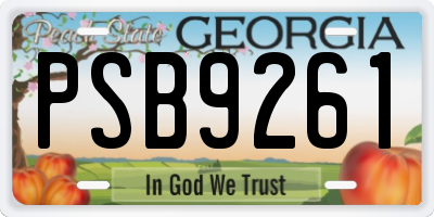 GA license plate PSB9261