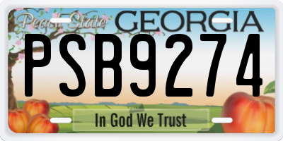 GA license plate PSB9274