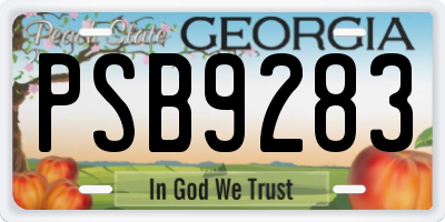 GA license plate PSB9283