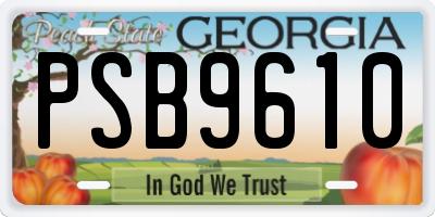 GA license plate PSB9610