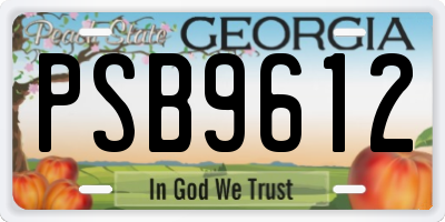 GA license plate PSB9612