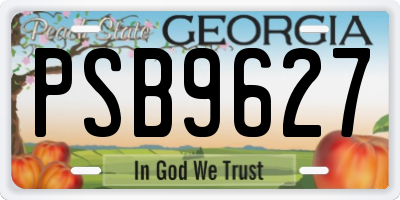 GA license plate PSB9627